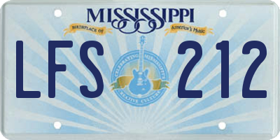 MS license plate LFS212