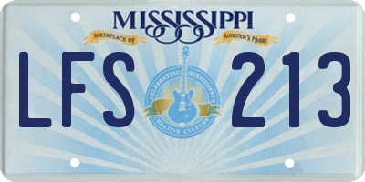 MS license plate LFS213