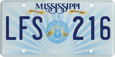 MS license plate LFS216