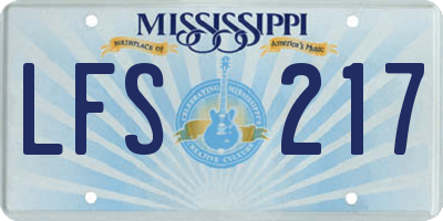 MS license plate LFS217