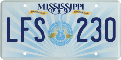 MS license plate LFS230