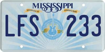MS license plate LFS233