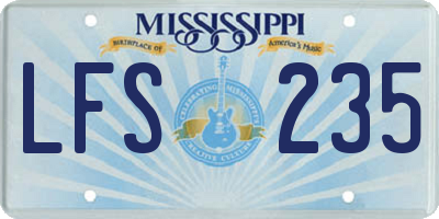 MS license plate LFS235