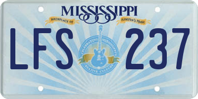 MS license plate LFS237