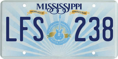 MS license plate LFS238