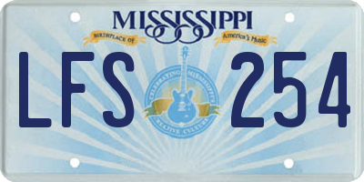 MS license plate LFS254