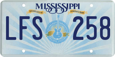MS license plate LFS258