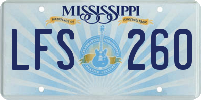 MS license plate LFS260