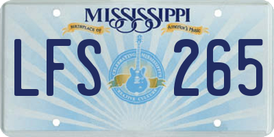 MS license plate LFS265