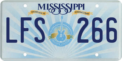 MS license plate LFS266
