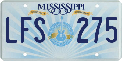 MS license plate LFS275