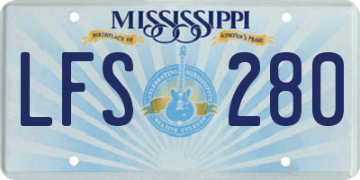 MS license plate LFS280