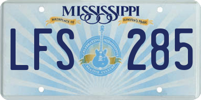 MS license plate LFS285