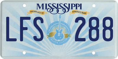 MS license plate LFS288