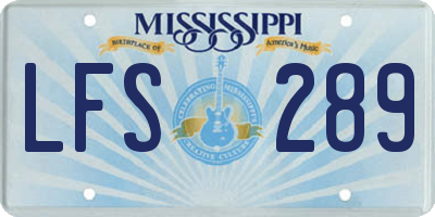 MS license plate LFS289