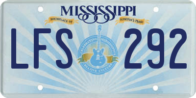 MS license plate LFS292