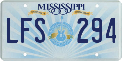 MS license plate LFS294