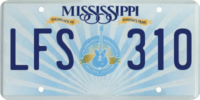 MS license plate LFS310