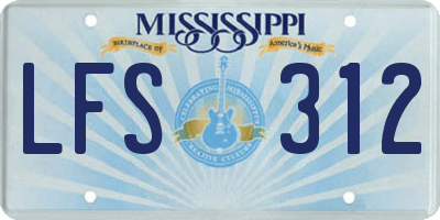 MS license plate LFS312