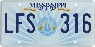 MS license plate LFS316