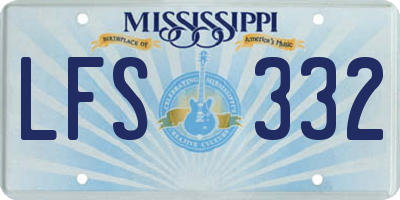 MS license plate LFS332