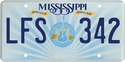 MS license plate LFS342