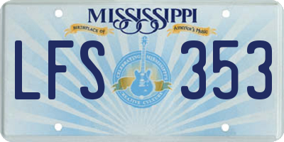 MS license plate LFS353
