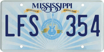 MS license plate LFS354
