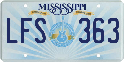 MS license plate LFS363