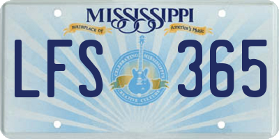 MS license plate LFS365