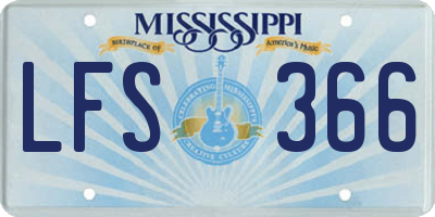 MS license plate LFS366