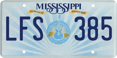 MS license plate LFS385
