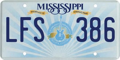 MS license plate LFS386