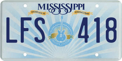 MS license plate LFS418