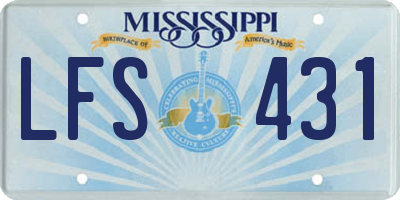 MS license plate LFS431