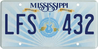 MS license plate LFS432