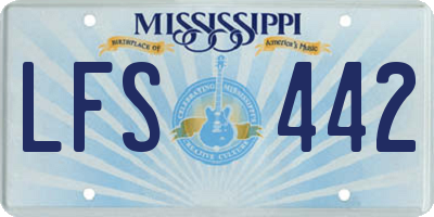 MS license plate LFS442
