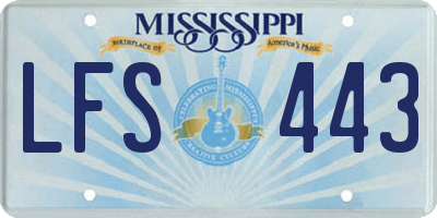MS license plate LFS443