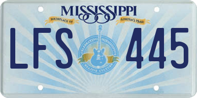 MS license plate LFS445