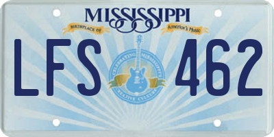 MS license plate LFS462