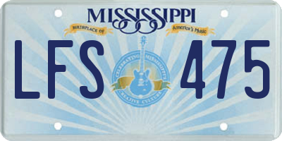MS license plate LFS475