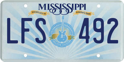 MS license plate LFS492