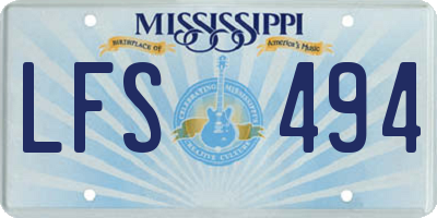 MS license plate LFS494
