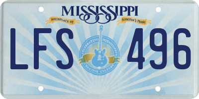 MS license plate LFS496