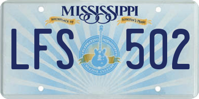 MS license plate LFS502