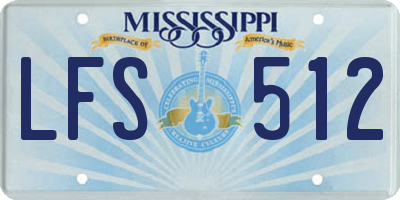 MS license plate LFS512