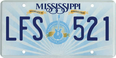 MS license plate LFS521