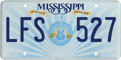 MS license plate LFS527
