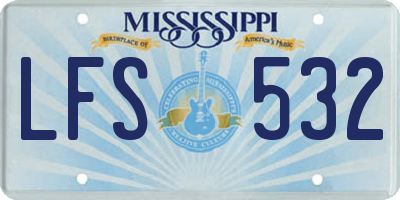 MS license plate LFS532