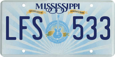 MS license plate LFS533